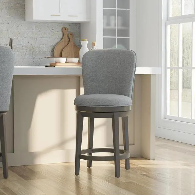 Alt view image 2 of 7 - Hillsdale Victoria Wood Counter Height Swivel Stool, Antique Gray