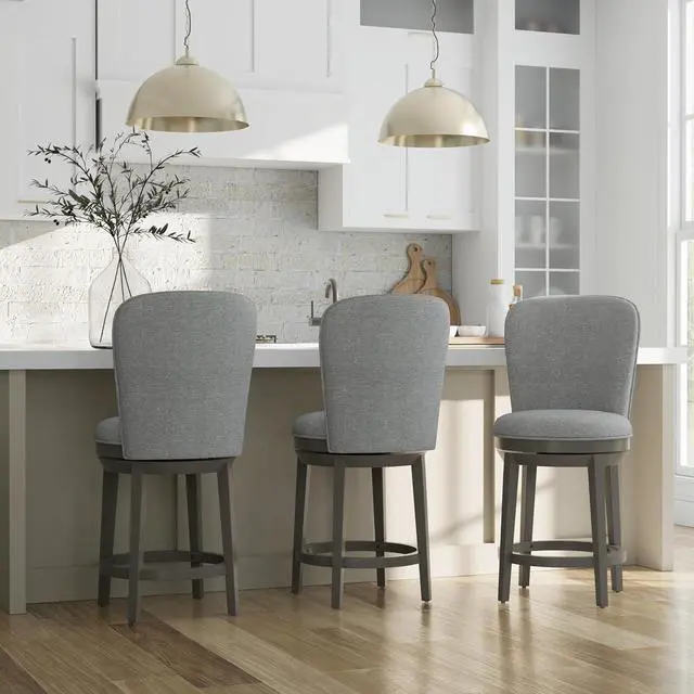 Alt view image 6 of 7 - Hillsdale Victoria Wood Counter Height Swivel Stool, Antique Gray