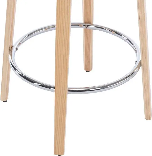 Alt view image 6 of 7 - Modern Bar Stools Set of 2, 26 Inch Counter Height Sherpa Barstools with Wooden Legs, Bar Chairs with Barrel Backrest for Kitchen Island Dining Room, White