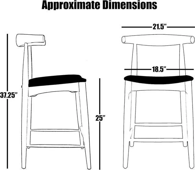 Alt view image 3 of 7 - 2xhome Solid Wood Farmhouse 25" Counter Stools with PU Leather Cushion Seat, Modern Accent Dining Elbow Chair Barstool (Espresso Set of 2)