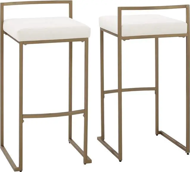 Alt view image 4 of 7 - Crosley Furniture Harlowe Upholstered Seat Bar Stools Set of 2, Crème and Gold