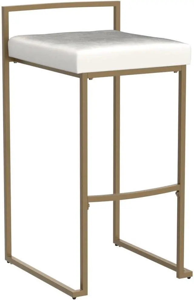 Alt view image 6 of 7 - Crosley Furniture Harlowe Upholstered Seat Bar Stools Set of 2, Crème and Gold