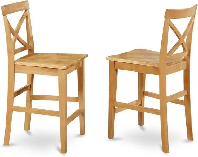 Main image of East West Furniture PBS-OAK-W Pub Counter-Height Bar Stool - Pub Height Kitchen Chairs, Set of 2, Oak