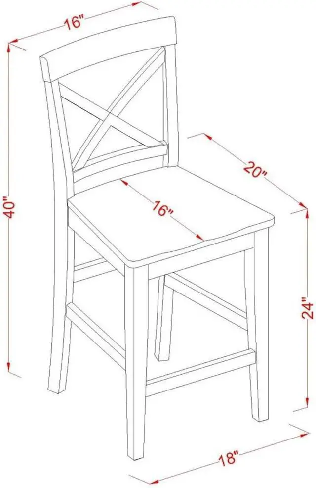 Alt view image 3 of 5 - East West Furniture PBS-OAK-W Pub Counter-Height Bar Stool - Pub Height Kitchen Chairs, Set of 2, Oak