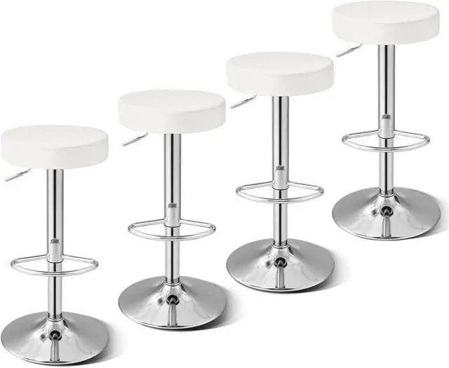 Main image of WATERJOY Adjustable Round Bar stools Set of 4, PU Seat Swivel Bar Stool with footrest