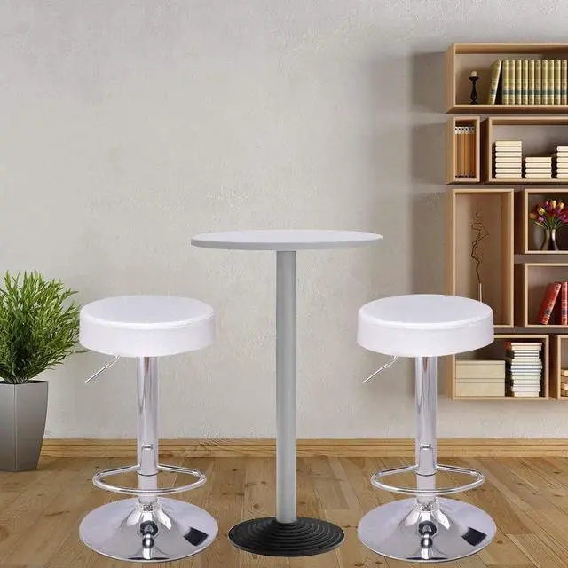 Alt view image 5 of 7 - WATERJOY Adjustable Round Bar stools Set of 4, PU Seat Swivel Bar Stool with footrest