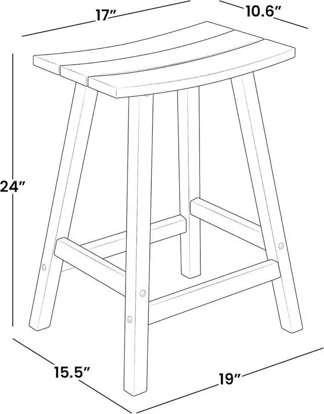 Alt view image 3 of 7 - All-Weather Bar Stools Set of 3, 24" Height Outdoor Bar Stools, Adirondack Poly Patio Bar Stool for Patio, Deck, Kitchen Counter and Garden, Gray