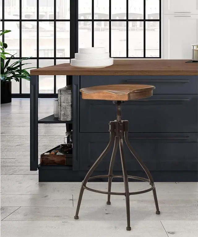 Alt view image 2 of 7 - Hillsdale Worland Swivel Backless Stool, Adjustable Stool (One Stool), Brown