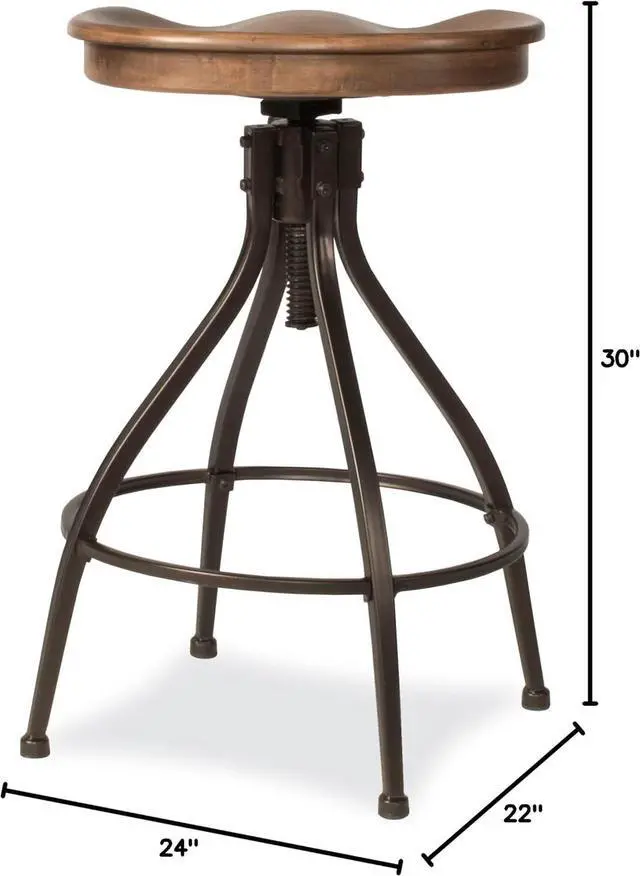 Alt view image 3 of 7 - Hillsdale Worland Swivel Backless Stool, Adjustable Stool (One Stool), Brown