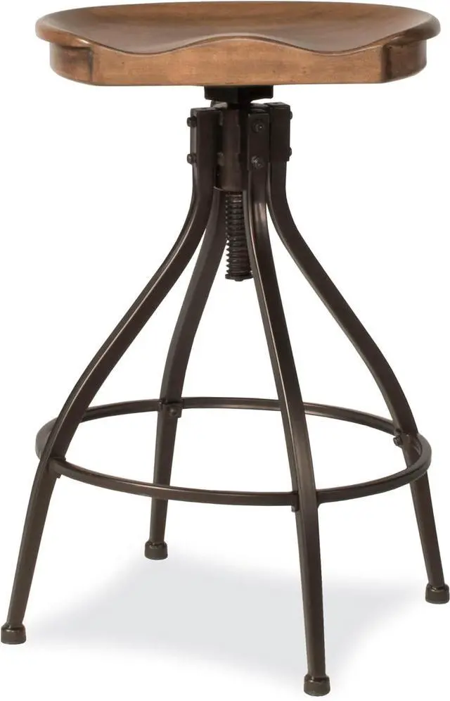 Alt view image 5 of 7 - Hillsdale Worland Swivel Backless Stool, Adjustable Stool (One Stool), Brown