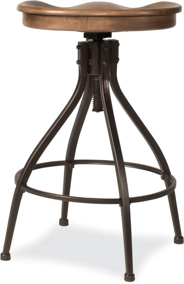 Alt view image 7 of 7 - Hillsdale Worland Swivel Backless Stool, Adjustable Stool (One Stool), Brown