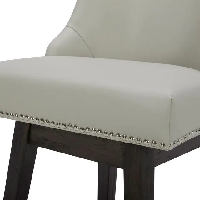 Alt view image 7 of 7 - CHITA Counter Height Swivel Barstools, FSC Certified 26" H Seat Height Upholstered Bar Stools Set of 2, Faux Leather in Creamy Grey