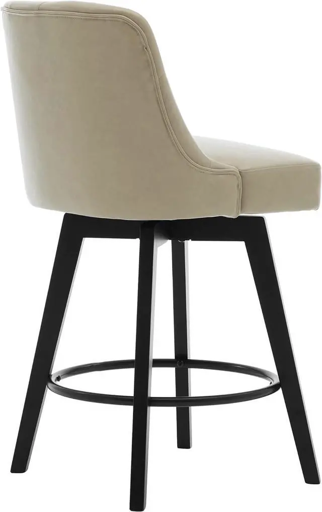 Alt view image 5 of 7 - MINCETA Bar Stools Set of 2, PU Leather Barstools, 26 Inch Upholstered Counter Stools with Low Tufted Back and Footrest, Swivel Counter Height Barstools for Kitchen Island Home Bar Khaki