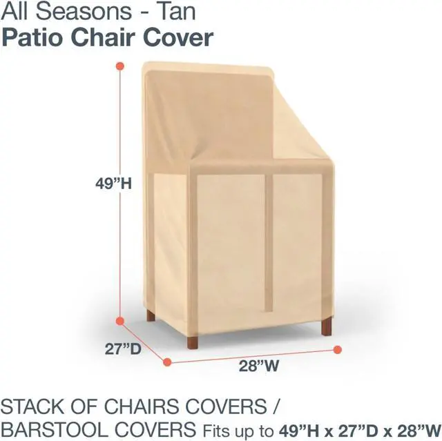 Alt view image 2 of 7 - Budge All-Seasons Patio Stack of Chairs Cover / Barstool Cover (Tan)