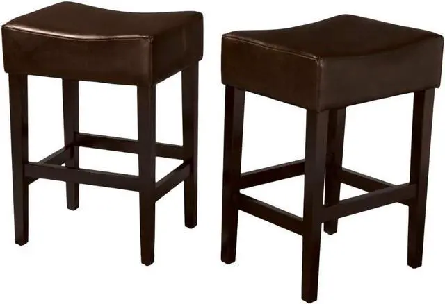 Main image of Christopher Knight Home Lopez Backless Leather Counter Stools, 2-Pcs Set, Brown