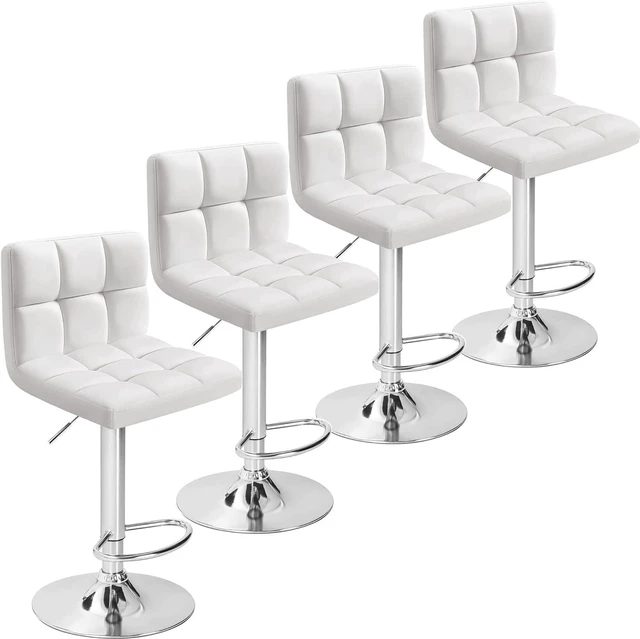 Main image of Furmax Bar Stools Modern Pu Leather Swivel Adjustable Hydraulic Bar Stool Square Counter Height Stool Set of 4 (4pcs White)