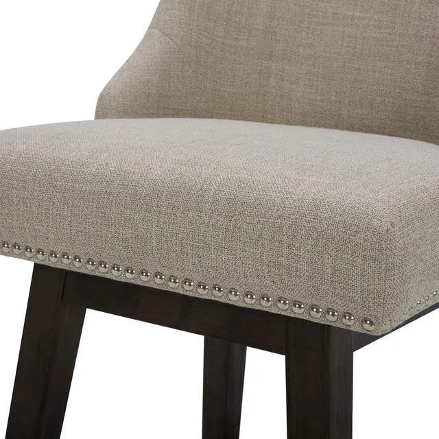 Alt view image 7 of 7 - CHITA Counter Height Swivel Bar Stools Set of 2, FSC Certified Upholstered Counter Stools, Modern Swivel Barstools with Wood Legs for Kitchen Island, 26" Seat Height, Fabric in Tan