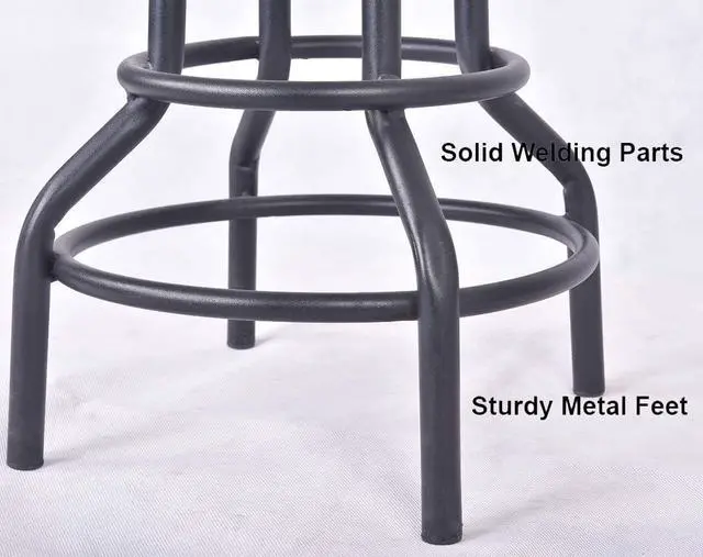 Alt view image 7 of 7 - Diwhy Industrial Vintage Bar Stool,Kitchen Counter Height Adjustable Pipe Stool,Cast Iron Stool,Swivel Bar Stool,Metal Stool,27 Inch,Fully Welded Set of 2 (Black PU Leather Top)