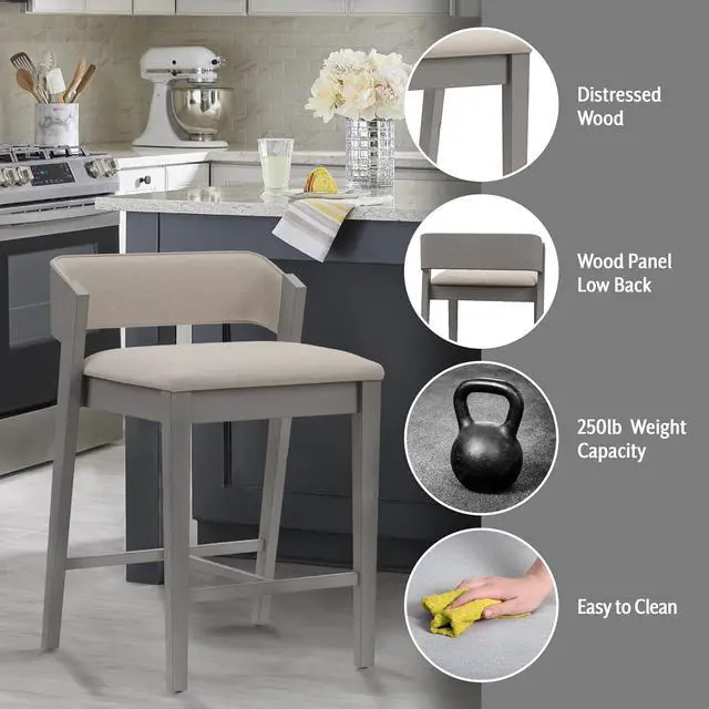 Alt view image 4 of 7 - Hillsdale, Dresden Wood Counter Height Stool, Distressed Gray