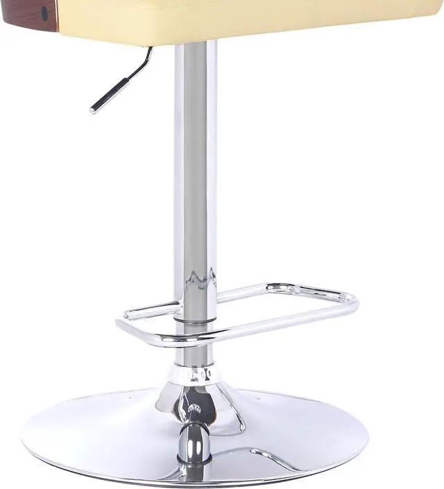 Alt view image 5 of 7 - Armen Living Storm Barstool in Cream Faux Leather, Walnut Wood and Chrome Finish