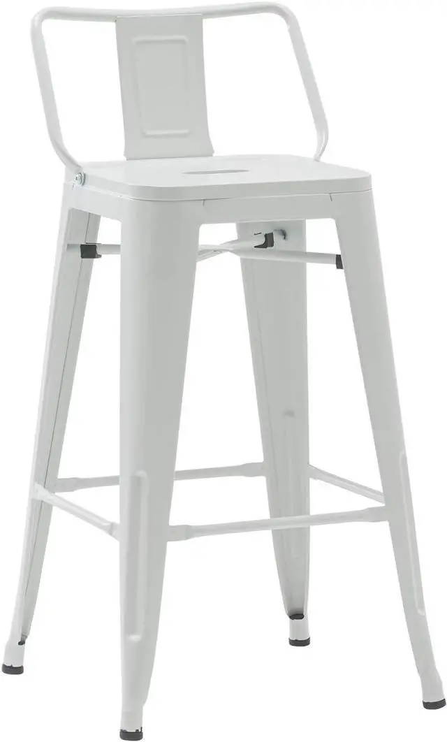 Alt view image 7 of 7 - Yongchuang Metal Bar Stools with Backs Set of 4 Counter Height Bar Stools for Indoor Outdoor Barstools Low Back Bar Chairs 26" Cream White