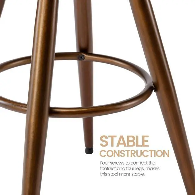 Alt view image 7 of 7 - Brage Living 29-32.5 Inch Industrial Adjustable Bar Stool, Swivel Wood Seat Barstool with Metal Legs, Backless Heavy Duty Airlift Bar Chair for Kitchen Dining Pub Cafe (Bronze)