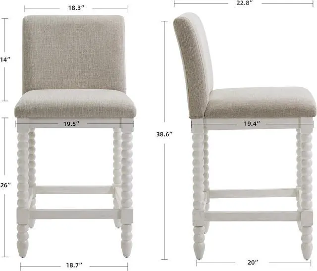 Alt view image 2 of 7 - DUHOME Spindle Counter Stool with Padded Spring Seat,Wooden Bar Stools Farmhouse 26 Inch Counter Height Stools Chairs with Spindle Back for Kitchen Island