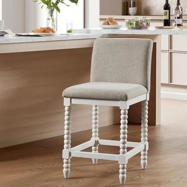 Alt view image 7 of 7 - DUHOME Spindle Counter Stool with Padded Spring Seat,Wooden Bar Stools Farmhouse 26 Inch Counter Height Stools Chairs with Spindle Back for Kitchen Island