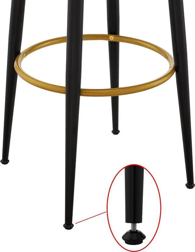 Alt view image 5 of 7 - Ball & Cast Modern Round Bar Stools 30 inch Upholestered Metal Frame Stool, Backless Round Stools Set of 2, Pub Height, Black Velvet