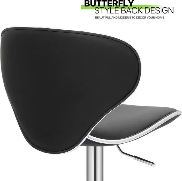 Alt view image 6 of 7 - Magshion Faux Leather Bar Stools Set of 4, Adjustable 360 Degree Swivel Barstool with Back, Counter Height Bar Chairs for Kitchen, Pub, Black