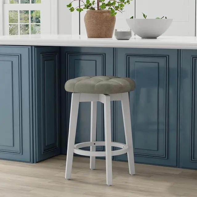 Alt view image 2 of 7 - Hillsdale Furniture Odette Wood Backless Counter Height Swivel Stool, White