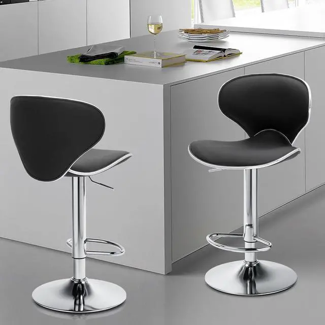 Alt view image 2 of 7 - Magshion Faux Leather Bar Stools Set of 4, Adjustable 360 Degree Swivel Barstool with Back, Counter Height Bar Chairs for Kitchen, Pub, Black