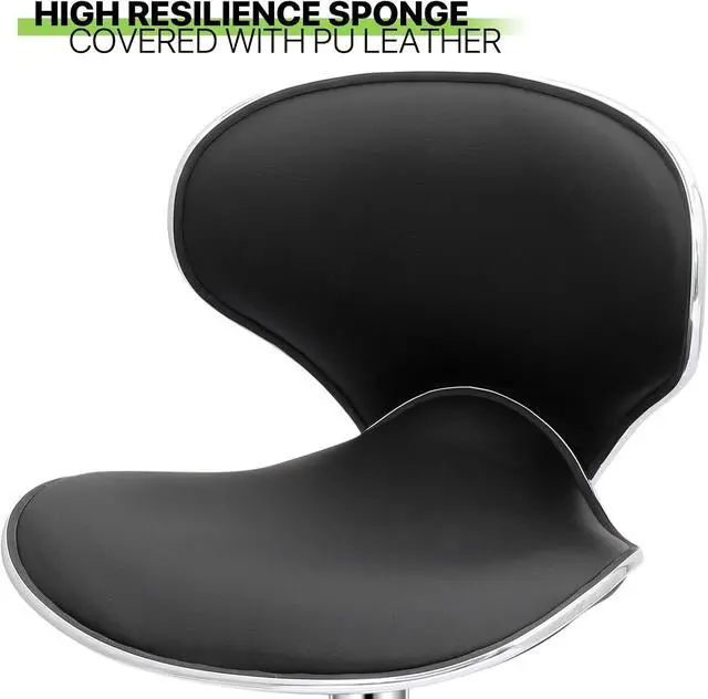 Alt view image 5 of 7 - Magshion Faux Leather Bar Stools Set of 4, Adjustable 360 Degree Swivel Barstool with Back, Counter Height Bar Chairs for Kitchen, Pub, Black