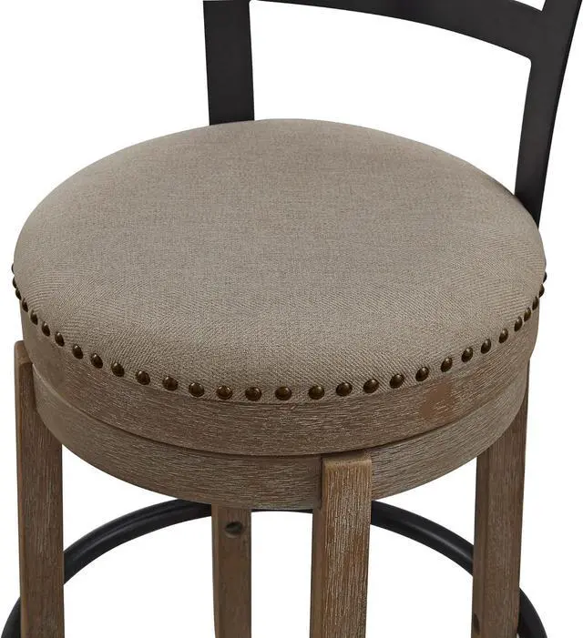 Alt view image 6 of 7 - Ball & Cast Swivel Counter Height Barstool 24 Inch Seat Height Taupe fabric with nailhead trim Set of 1