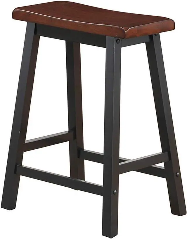 Alt view image 6 of 6 - COSTWAY Saddle Stools Set of 2, 24-inch Height Vintage Counter Height Chairs with Solid Wood Legs, Modern Backless Design Indoor Bar Stools for Kitchen, Dining, Pub and Bistro, Brown