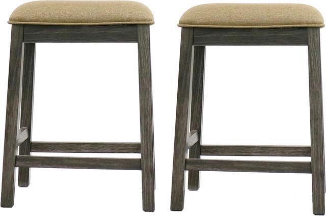 Alt view image 2 of 7 - Backless Counter Stool Set of 2, Counter Height Stools 24 Inch Upholstered Bar Stools for Kitchen Counter (Grey)