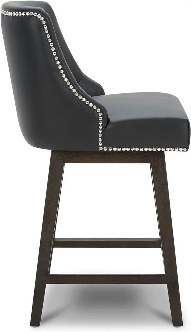 Alt view image 5 of 7 - CHITA Counter Height Swivel Barstools, FSC Certified 26" H Seat Height Upholstered Bar Stools Set of 2, Faux Leather in Black