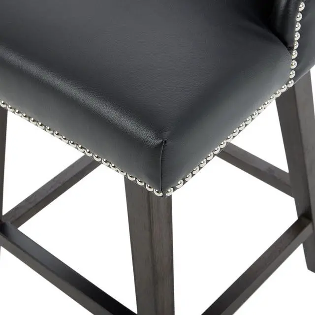 Alt view image 7 of 7 - CHITA Counter Height Swivel Barstools, FSC Certified 26" H Seat Height Upholstered Bar Stools Set of 2, Faux Leather in Black