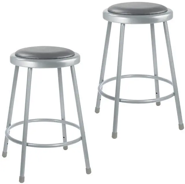 Main image of OEF Furnishings (2 Pack) Grey Vinyl Padded Stool