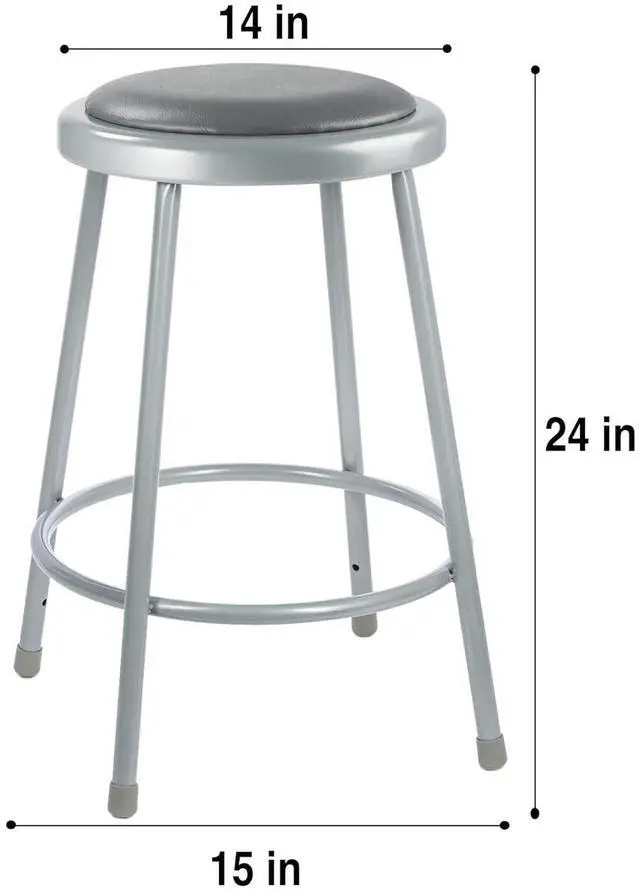 Alt view image 3 of 6 - OEF Furnishings (2 Pack) Grey Vinyl Padded Stool