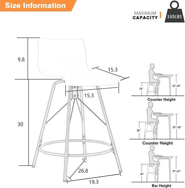Alt view image 2 of 7 - Awonde Black Bar Stools Set of 4 Swivel Bar Height Barstools with Backs Modern Kitchen Bar Chairs 30" Plastic Seat Metal Legs