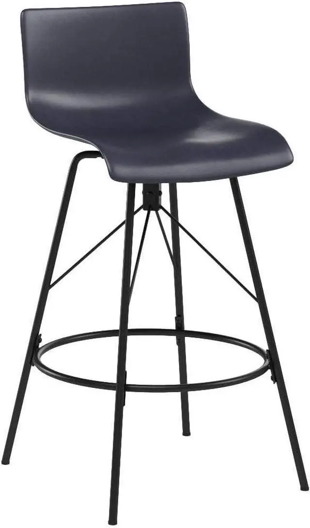 Alt view image 5 of 7 - Awonde Black Bar Stools Set of 4 Swivel Bar Height Barstools with Backs Modern Kitchen Bar Chairs 30" Plastic Seat Metal Legs