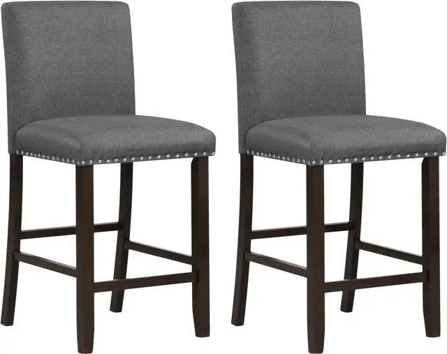 Main image of COSTWAY Bar Stools Set of 2, 25.5 Linen Fabric Armless Counter Height Chair with Back, Kitchen Island Breakfast Chair for Dining Room, Party Room & Restaurant (2, Grey)
