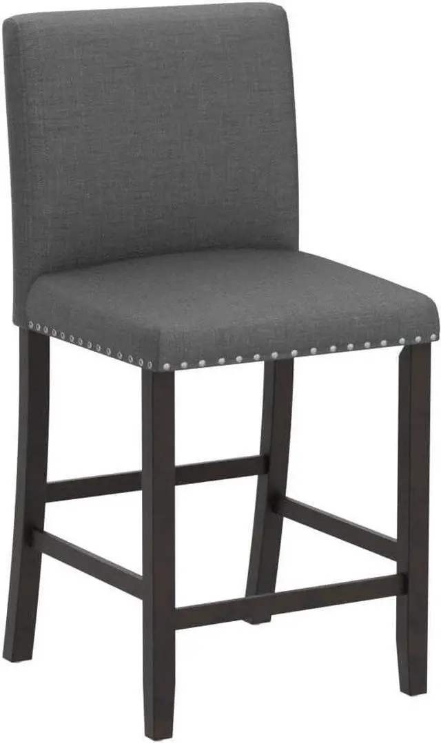 Alt view image 5 of 7 - COSTWAY Bar Stools Set of 2, 25.5 Linen Fabric Armless Counter Height Chair with Back, Kitchen Island Breakfast Chair for Dining Room, Party Room & Restaurant (2, Grey)
