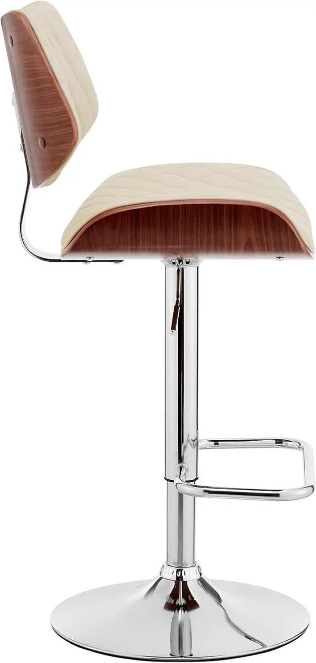 Alt view image 5 of 7 - Armen Living Leland Adjustable Cream Faux Leather and Chrome Finish Bar Stool