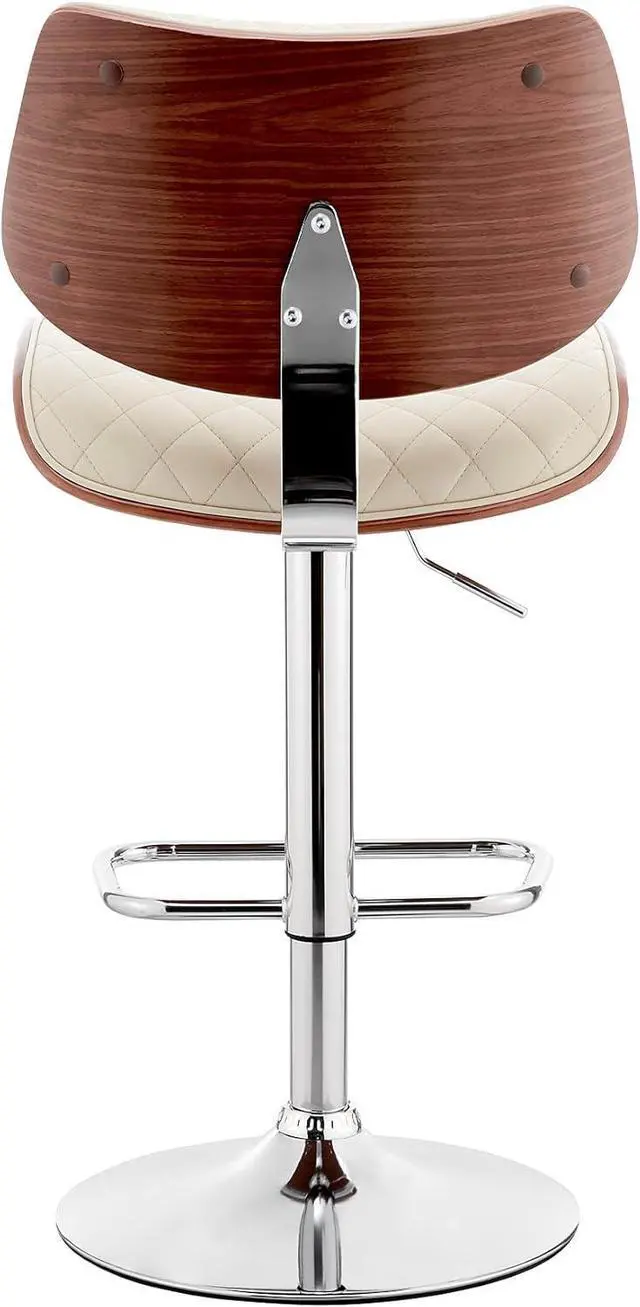Alt view image 7 of 7 - Armen Living Leland Adjustable Cream Faux Leather and Chrome Finish Bar Stool