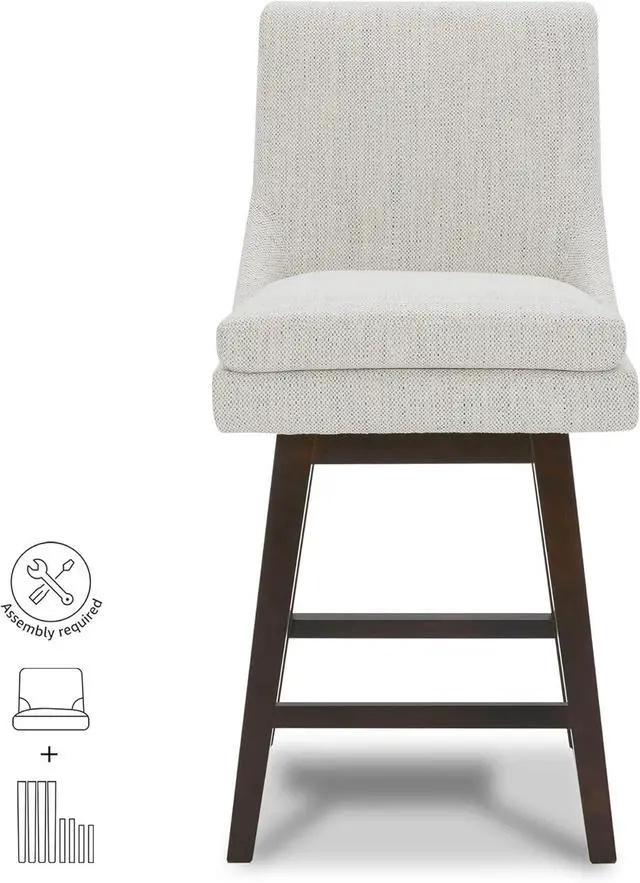 Alt view image 5 of 7 - CHITA Bar Stools Set of 2, Counter Height Swivel Barstools, FSC Certified Morden Upholstered Fabric Counter Chairs with Back Support, 26.8" H Seat Height, Fabric in Ivory