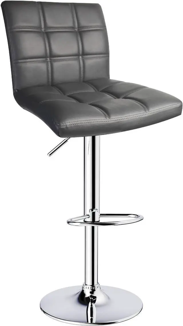 Alt view image 4 of 6 - Leopard Modern Square PU Leather Adjustable Bar Stools Set of 2, Grey