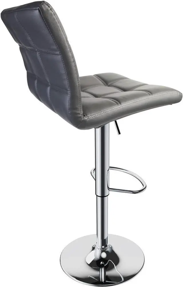 Alt view image 6 of 6 - Leopard Modern Square PU Leather Adjustable Bar Stools Set of 2, Grey