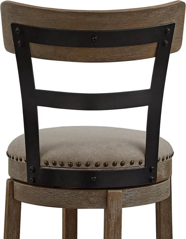 Alt view image 7 of 7 - Ball & Cast Swivel Counter Height Barstool 24 Inch Seat Height Taupe fabric with nailhead trim Set of 1